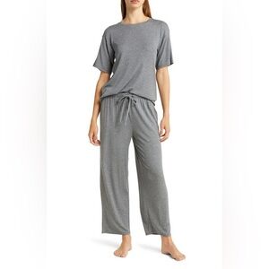 Nordstrom Moonlight Eco Easy Rib Pajama set in gray, size medium